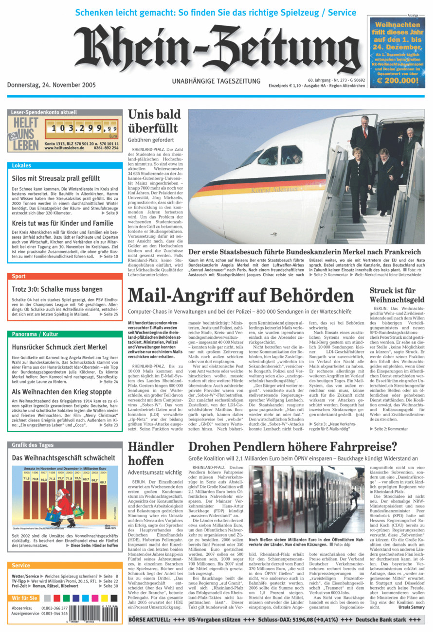 Rhein-Zeitung Kreis Altenkirchen vom Donnerstag, 24.11.2005