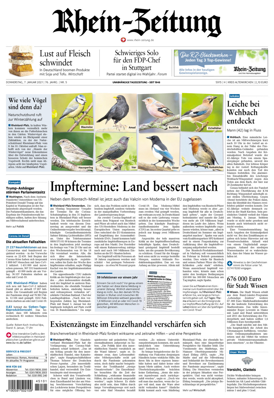 Rhein-Zeitung Kreis Altenkirchen vom Donnerstag, 07.01.2021