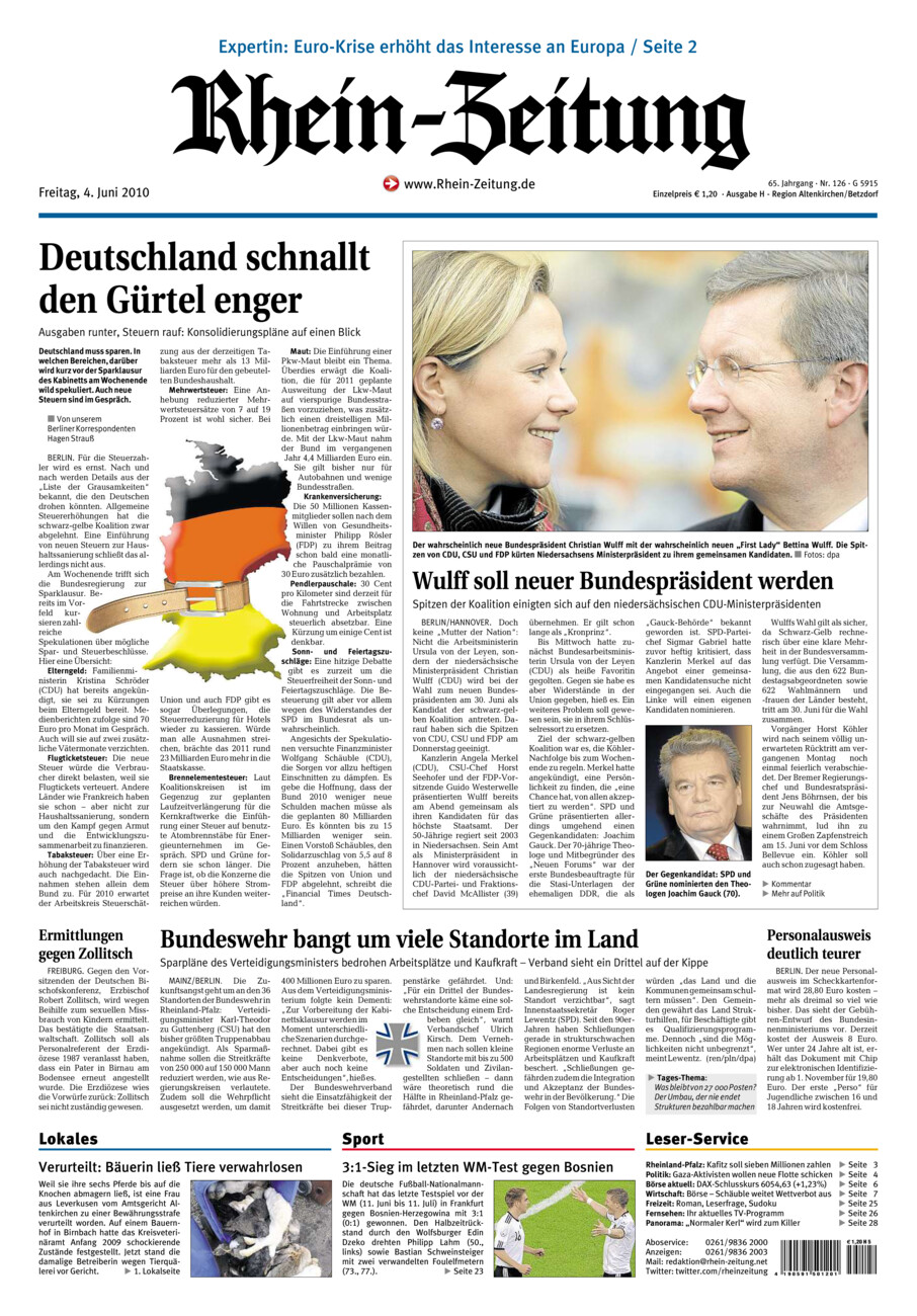 Rhein-Zeitung Kreis Altenkirchen vom Freitag, 04.06.2010