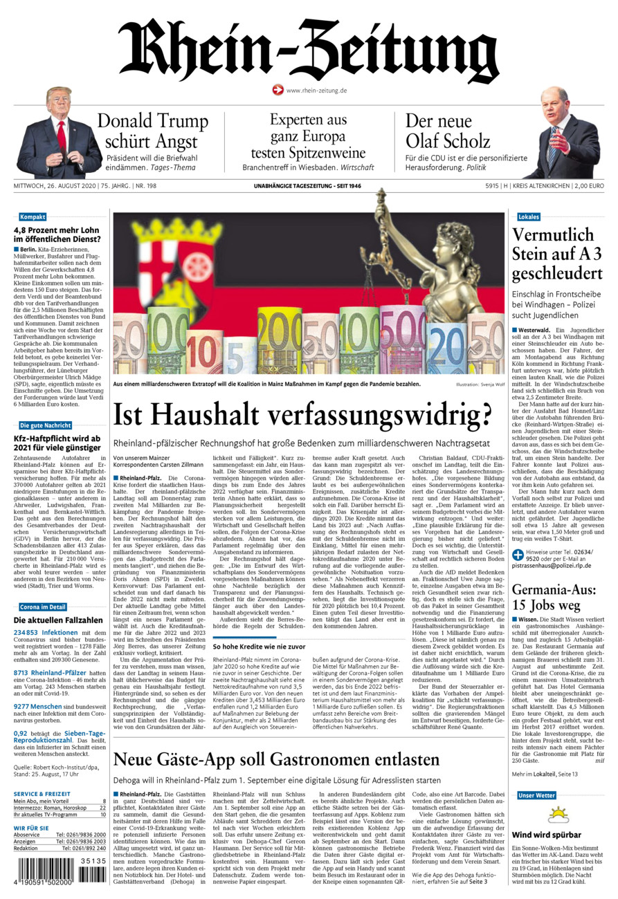 Rhein-Zeitung Kreis Altenkirchen vom Mittwoch, 26.08.2020