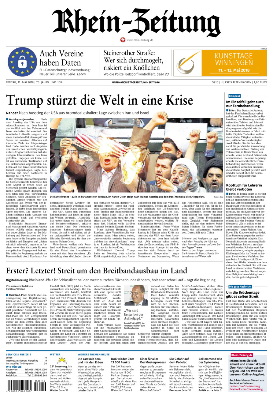 Rhein-Zeitung Kreis Altenkirchen vom Freitag, 11.05.2018