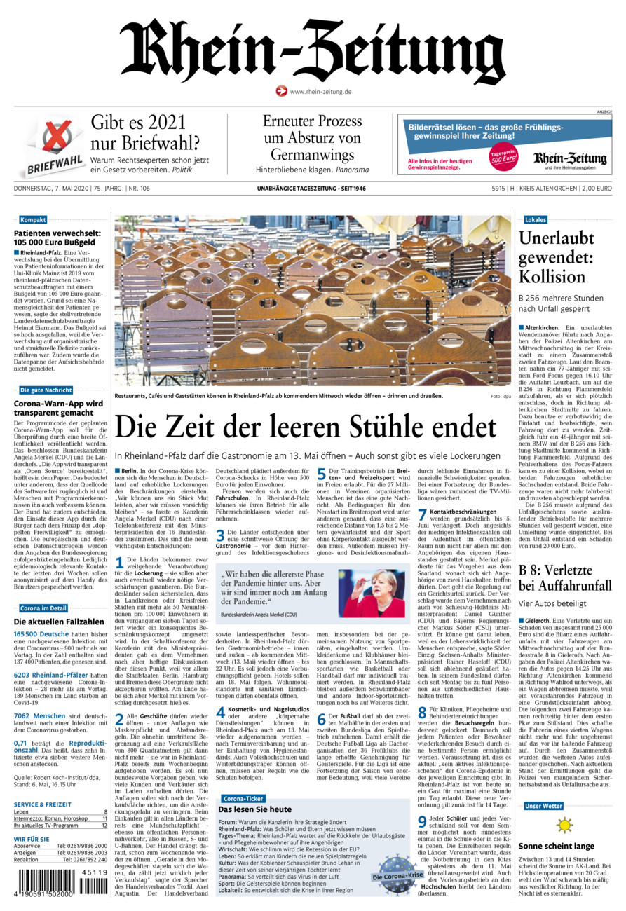 Rhein-Zeitung Kreis Altenkirchen vom Donnerstag, 07.05.2020