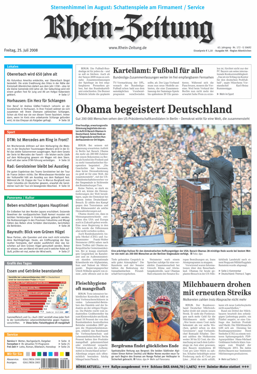 Rhein-Zeitung Kreis Altenkirchen vom Freitag, 25.07.2008