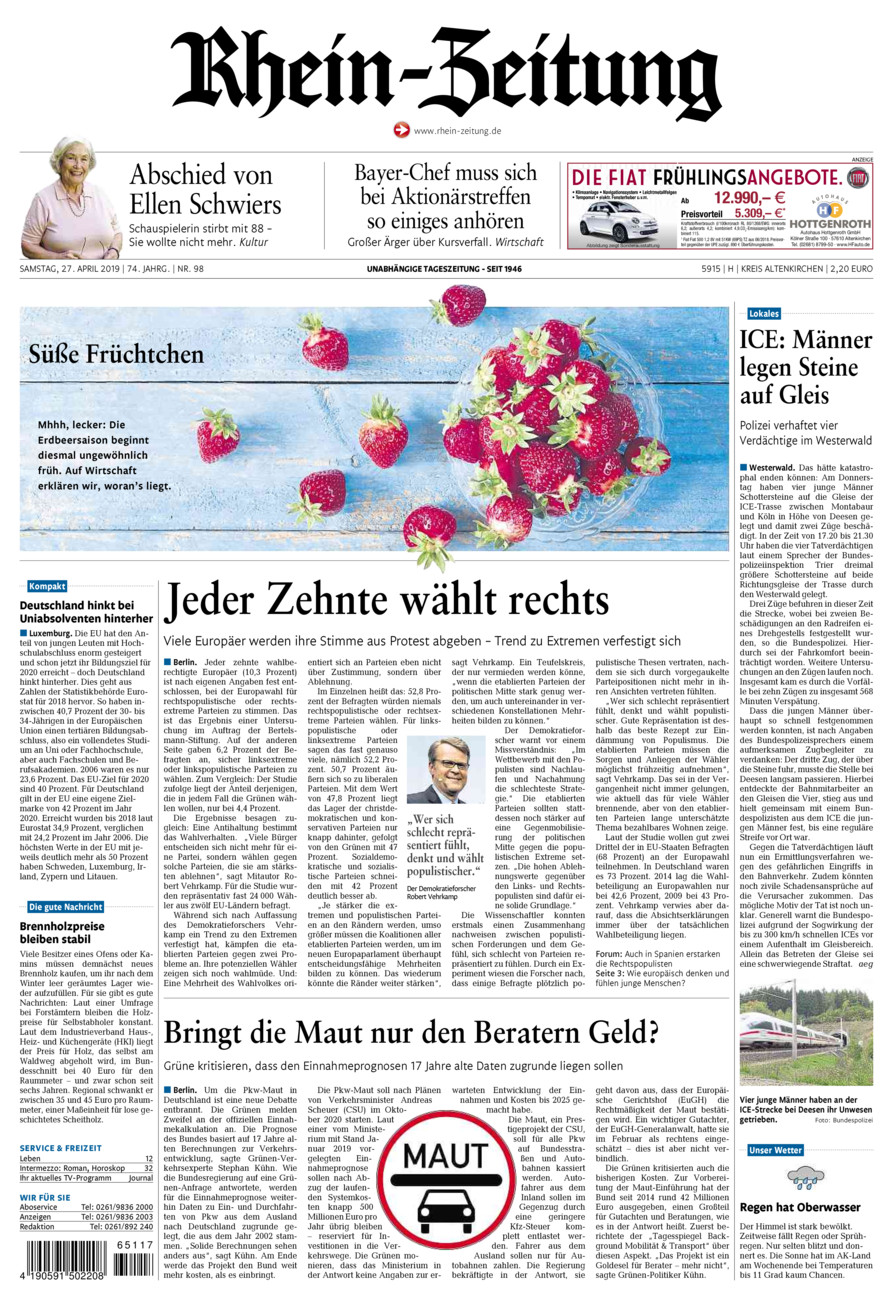 Rhein-Zeitung Kreis Altenkirchen vom Samstag, 27.04.2019