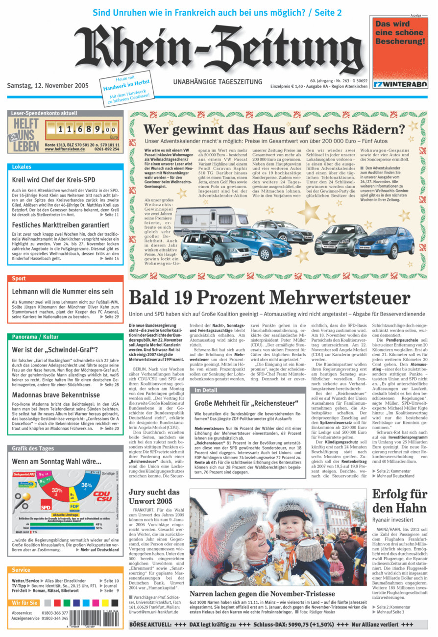 Rhein-Zeitung Kreis Altenkirchen vom Samstag, 12.11.2005