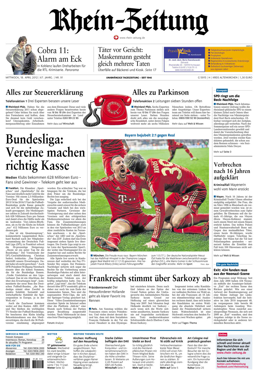 Rhein-Zeitung Kreis Altenkirchen vom Mittwoch, 18.04.2012