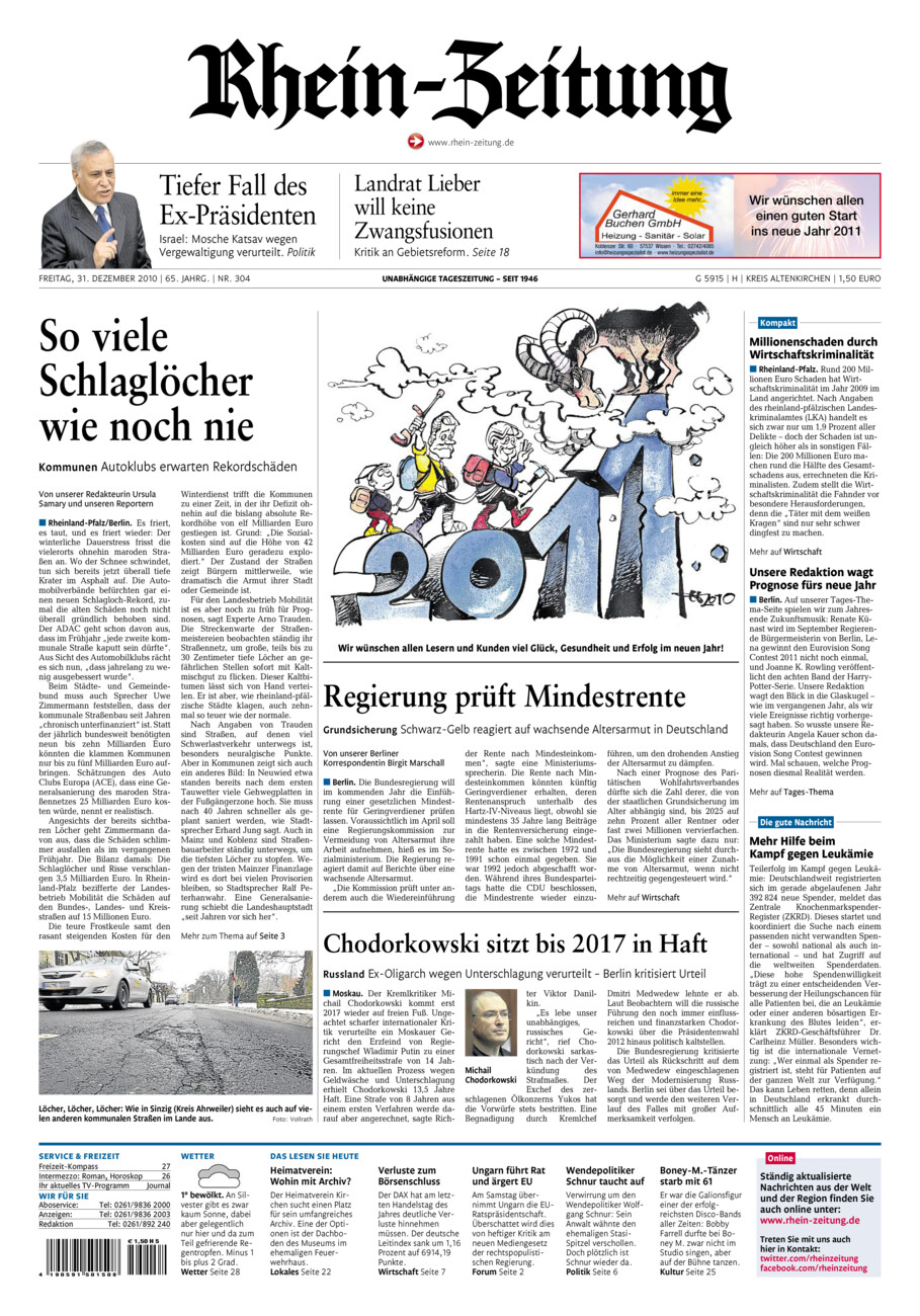 Rhein-Zeitung Kreis Altenkirchen vom Freitag, 31.12.2010