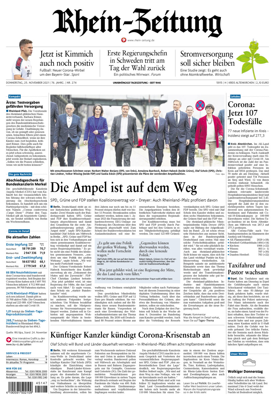 Rhein-Zeitung Kreis Altenkirchen vom Donnerstag, 25.11.2021