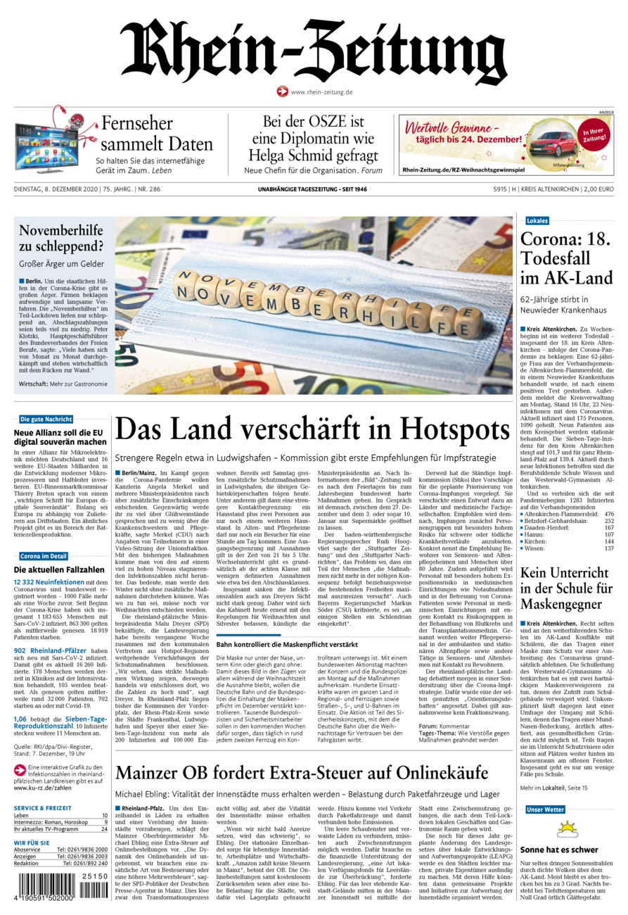 Rhein-Zeitung Kreis Altenkirchen vom Dienstag, 08.12.2020