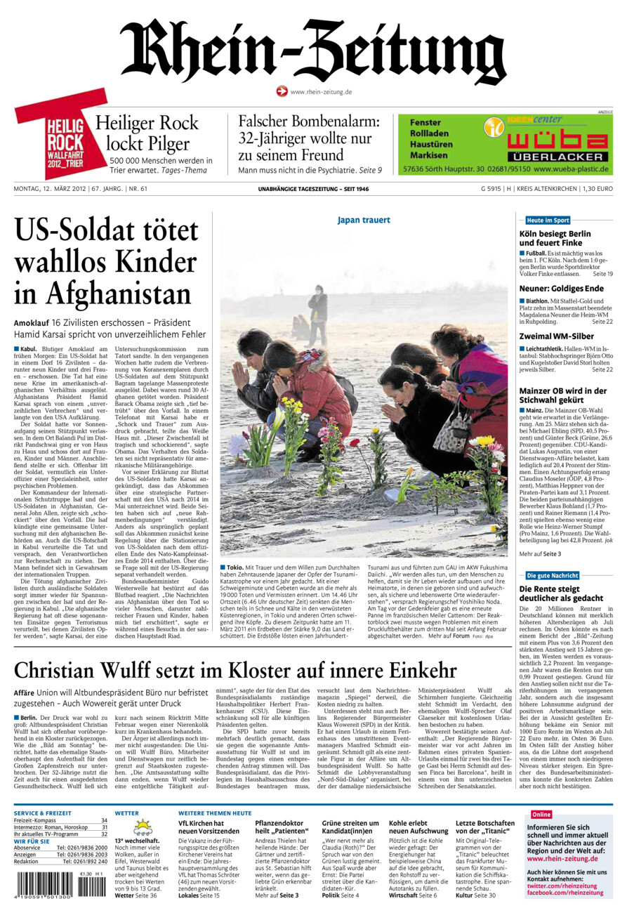 Rhein-Zeitung Kreis Altenkirchen vom Montag, 12.03.2012