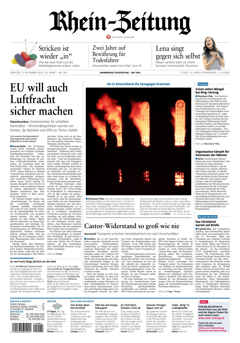 Rhein-Zeitung Kreis Altenkirchen vom Dienstag, 09.11.2010