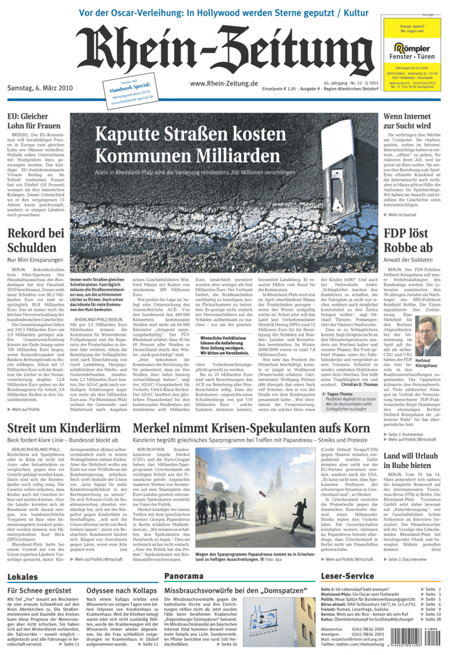 Rhein-Zeitung Kreis Altenkirchen vom Samstag, 06.03.2010