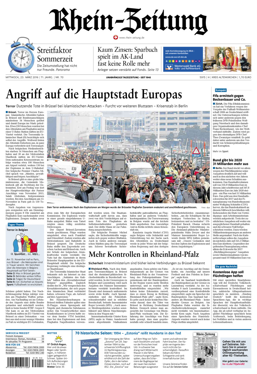 Rhein-Zeitung Kreis Altenkirchen vom Mittwoch, 23.03.2016