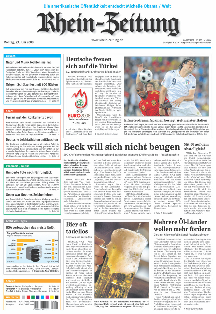 Rhein-Zeitung Kreis Altenkirchen vom Montag, 23.06.2008