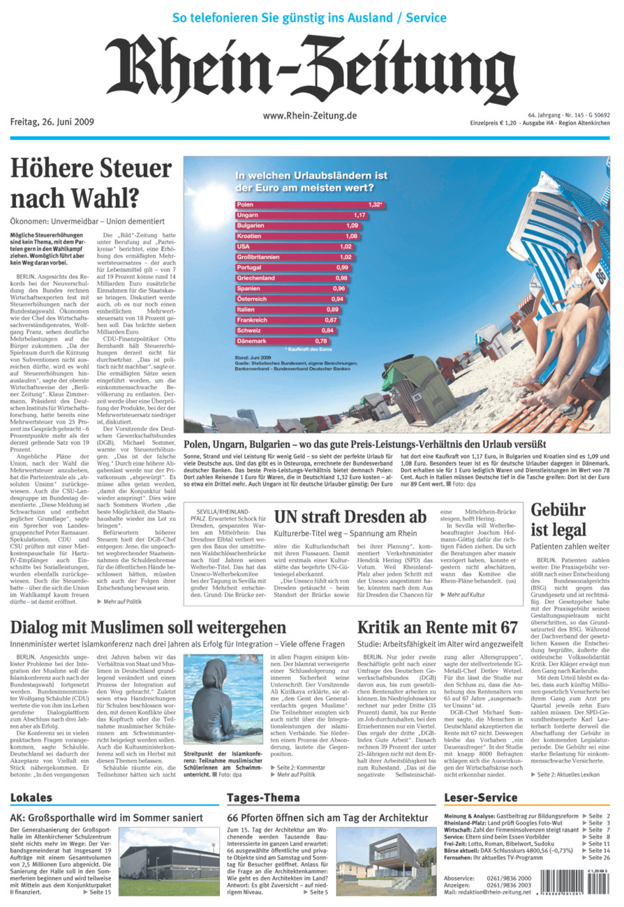 Rhein-Zeitung Kreis Altenkirchen vom Freitag, 26.06.2009