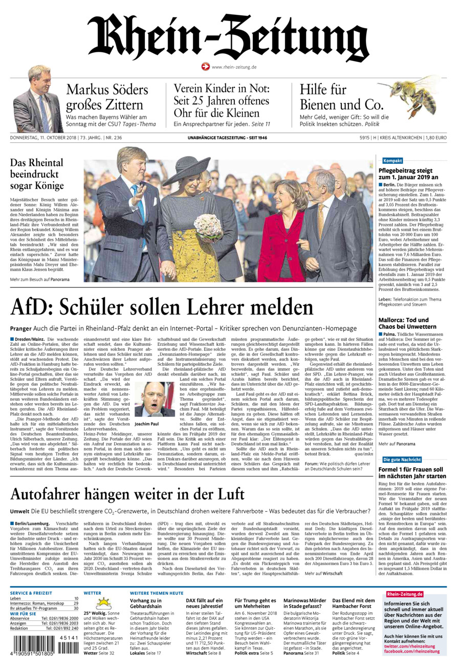 Rhein-Zeitung Kreis Altenkirchen vom Donnerstag, 11.10.2018