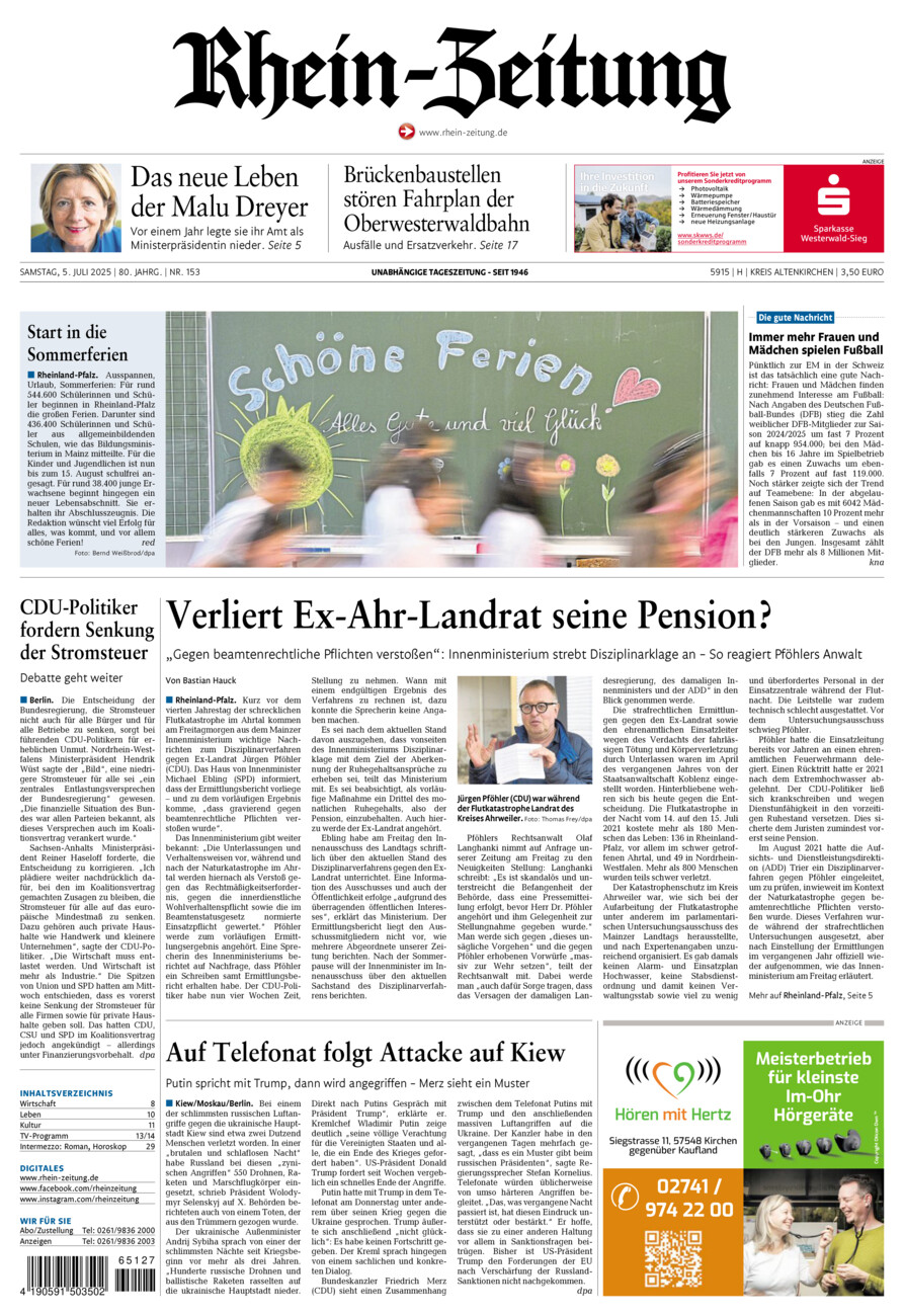 Rhein-Zeitung Kreis Altenkirchen vom Samstag, 05.07.2025