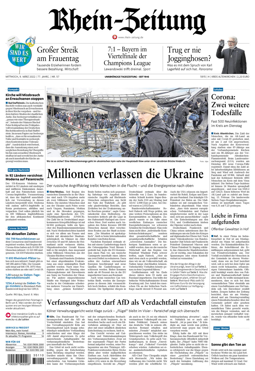 Rhein-Zeitung Kreis Altenkirchen vom Mittwoch, 09.03.2022