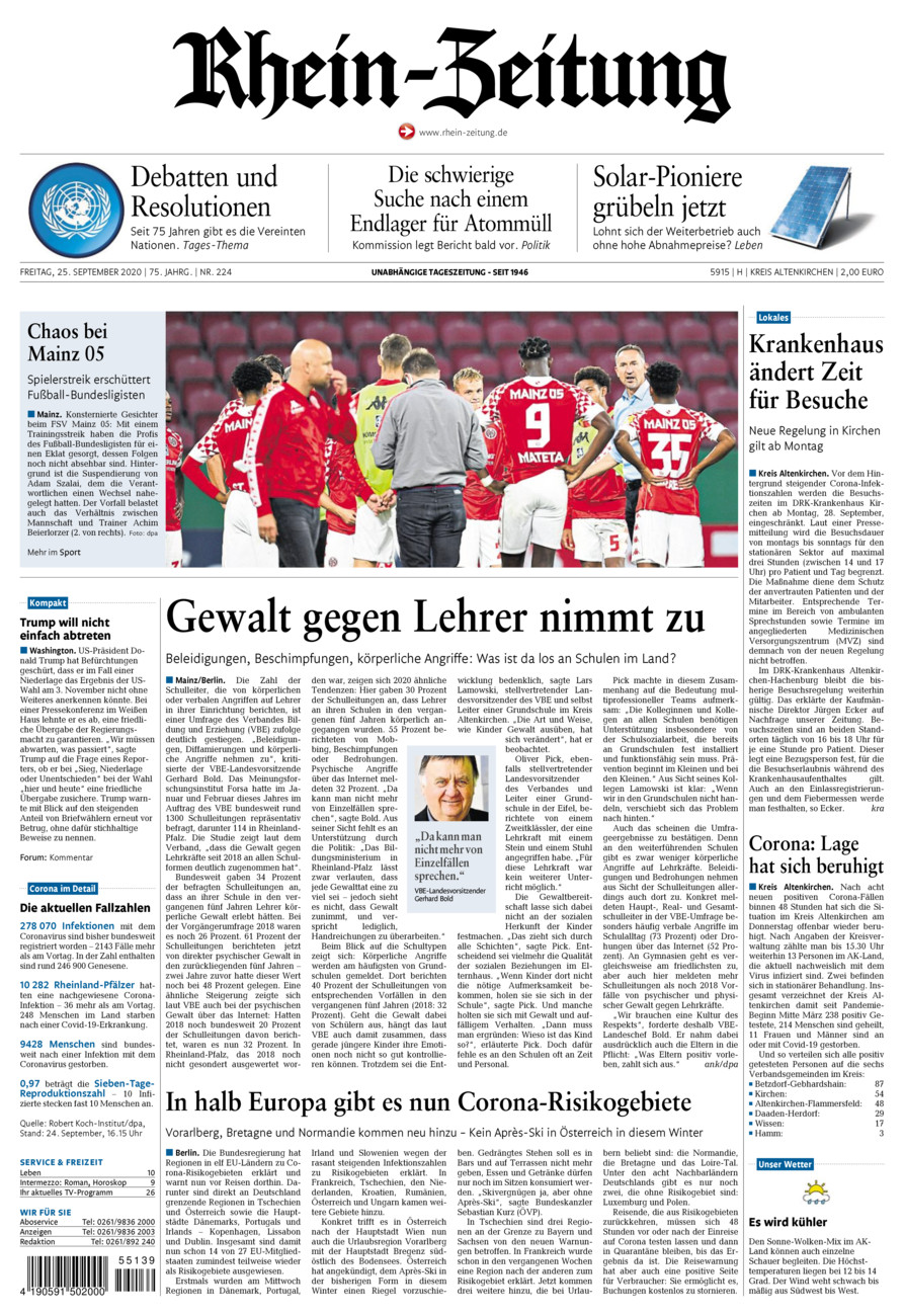 Rhein-Zeitung Kreis Altenkirchen vom Freitag, 25.09.2020