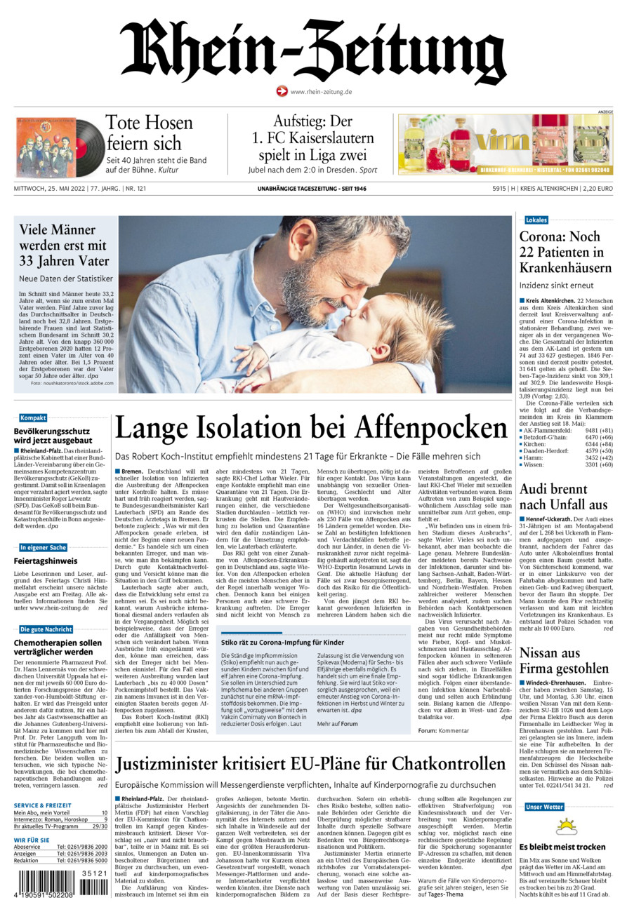 Rhein-Zeitung Kreis Altenkirchen vom Mittwoch, 25.05.2022
