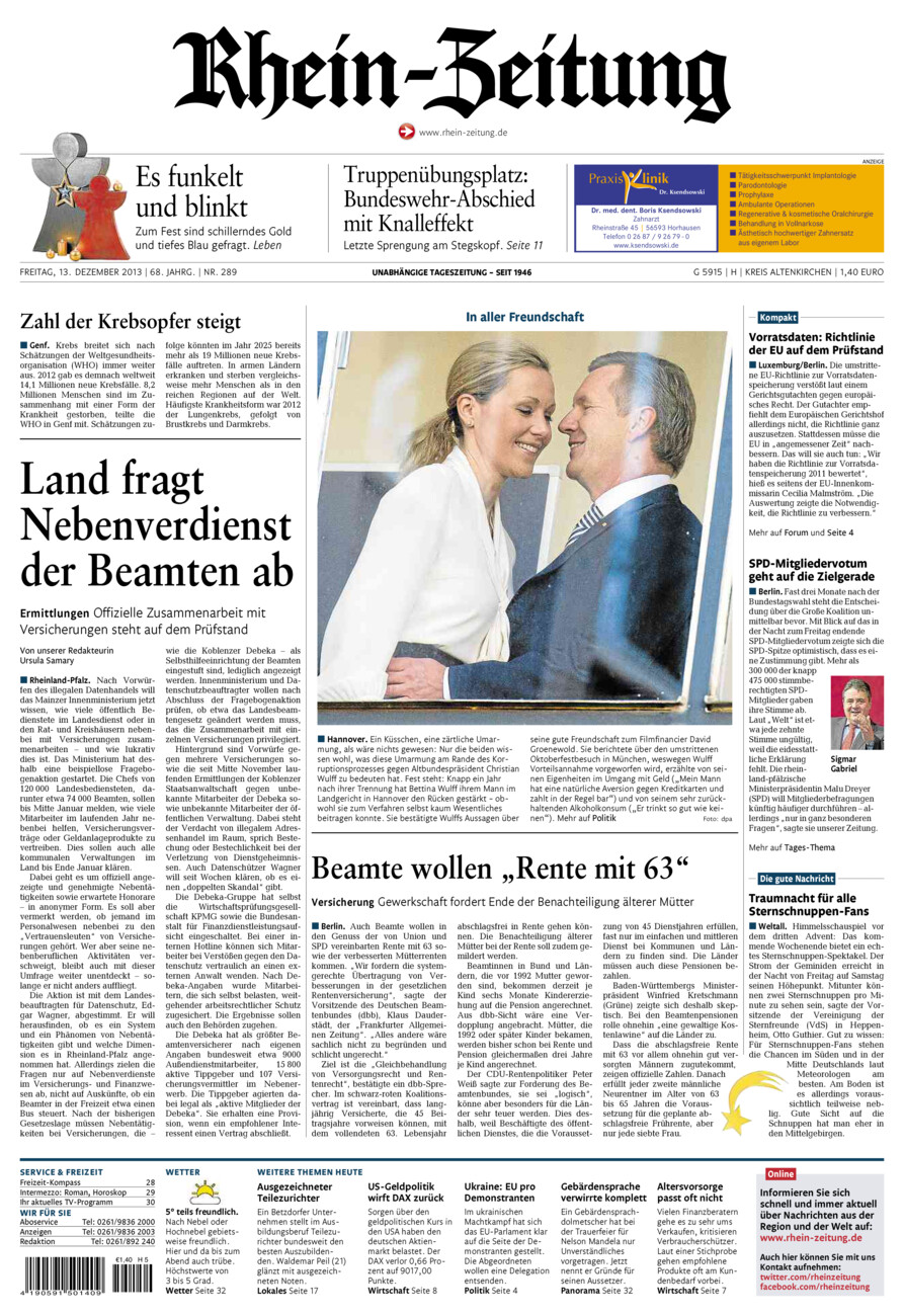 Rhein-Zeitung Kreis Altenkirchen vom Freitag, 13.12.2013