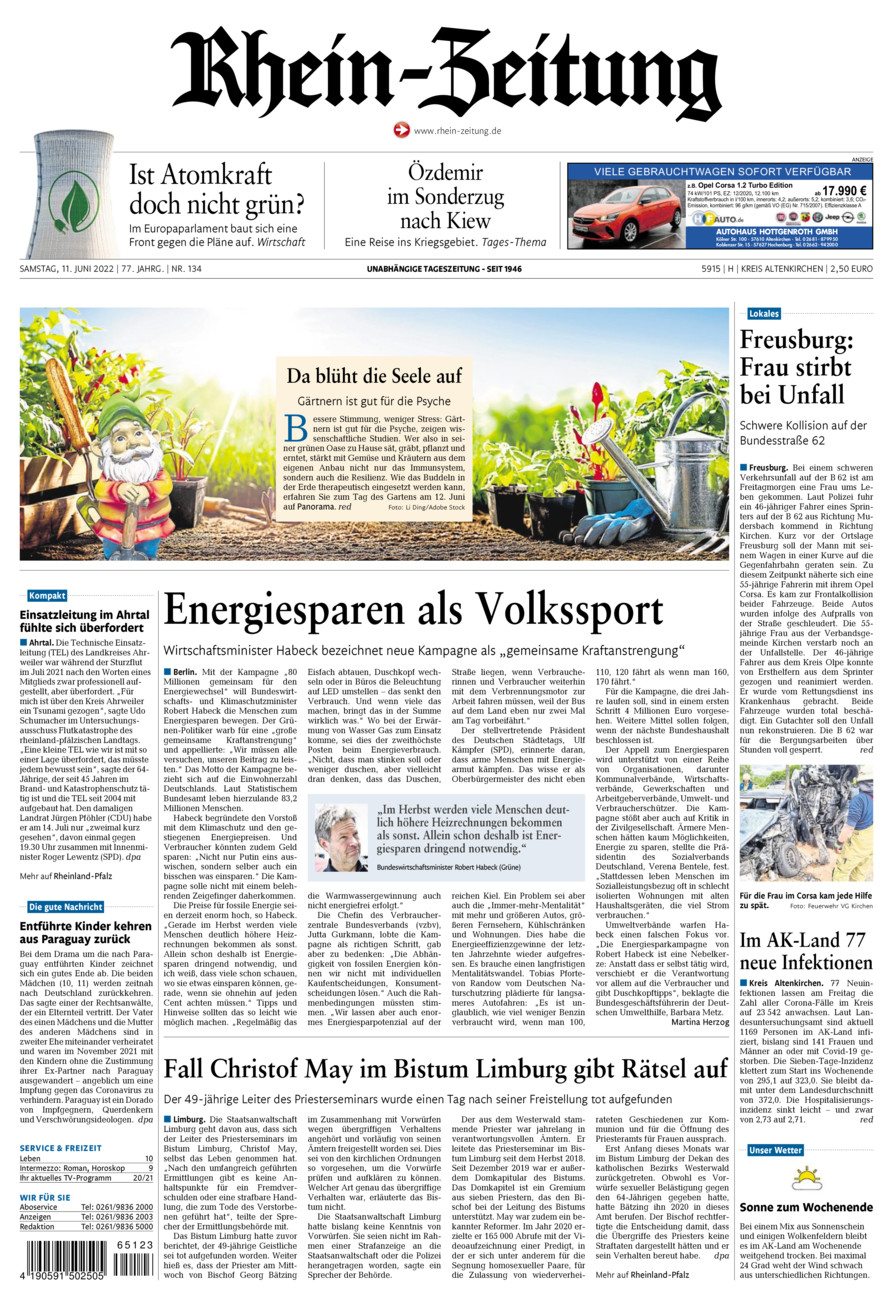Rhein-Zeitung Kreis Altenkirchen vom Samstag, 11.06.2022