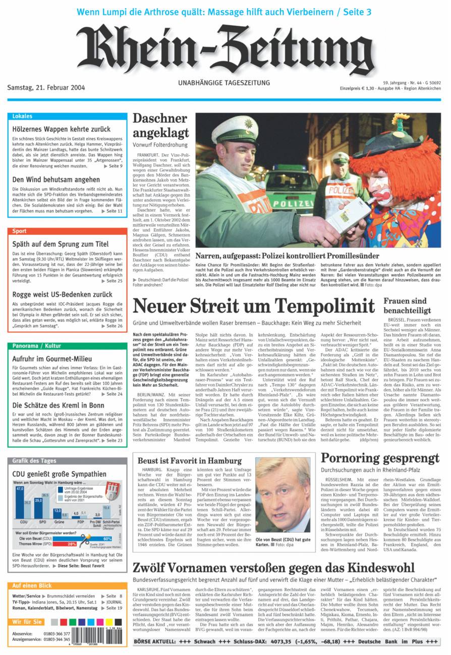 Rhein-Zeitung Kreis Altenkirchen vom Samstag, 21.02.2004
