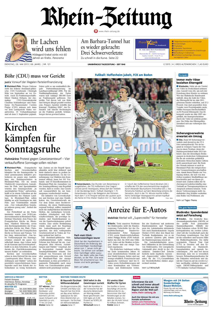 Rhein-Zeitung Kreis Altenkirchen vom Dienstag, 28.05.2013