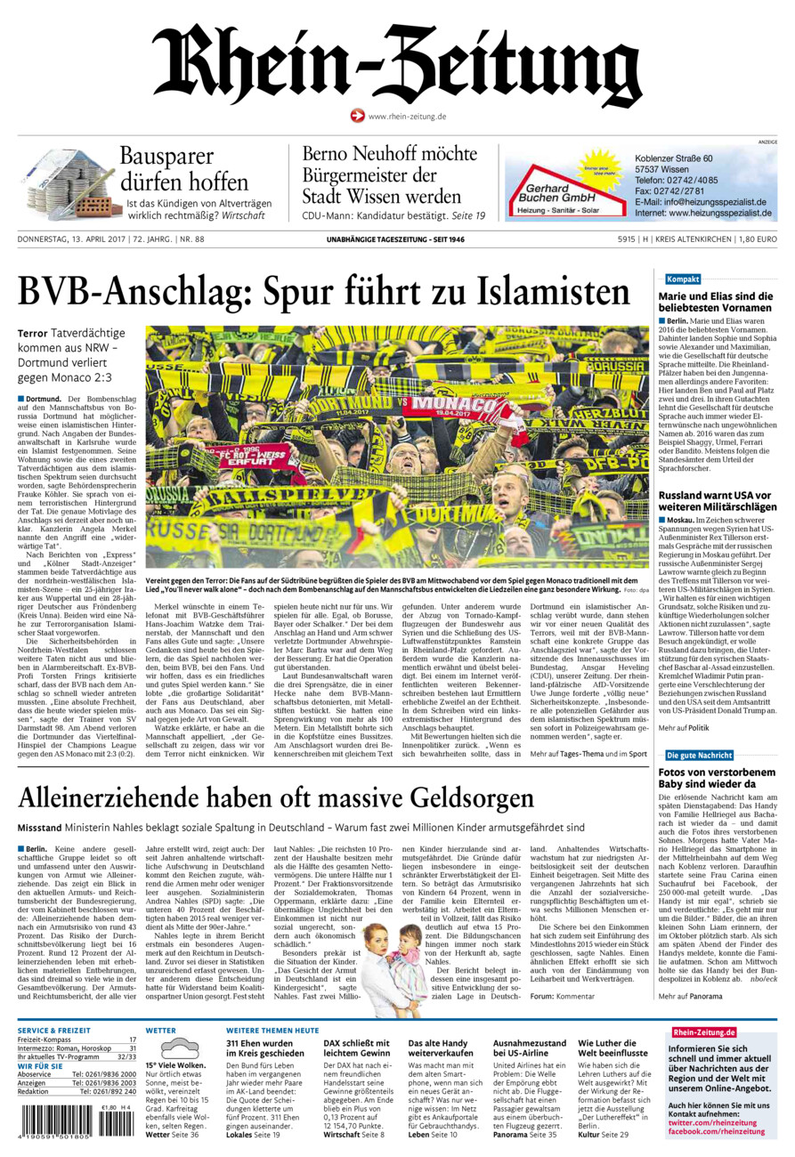 Rhein-Zeitung Kreis Altenkirchen vom Donnerstag, 13.04.2017