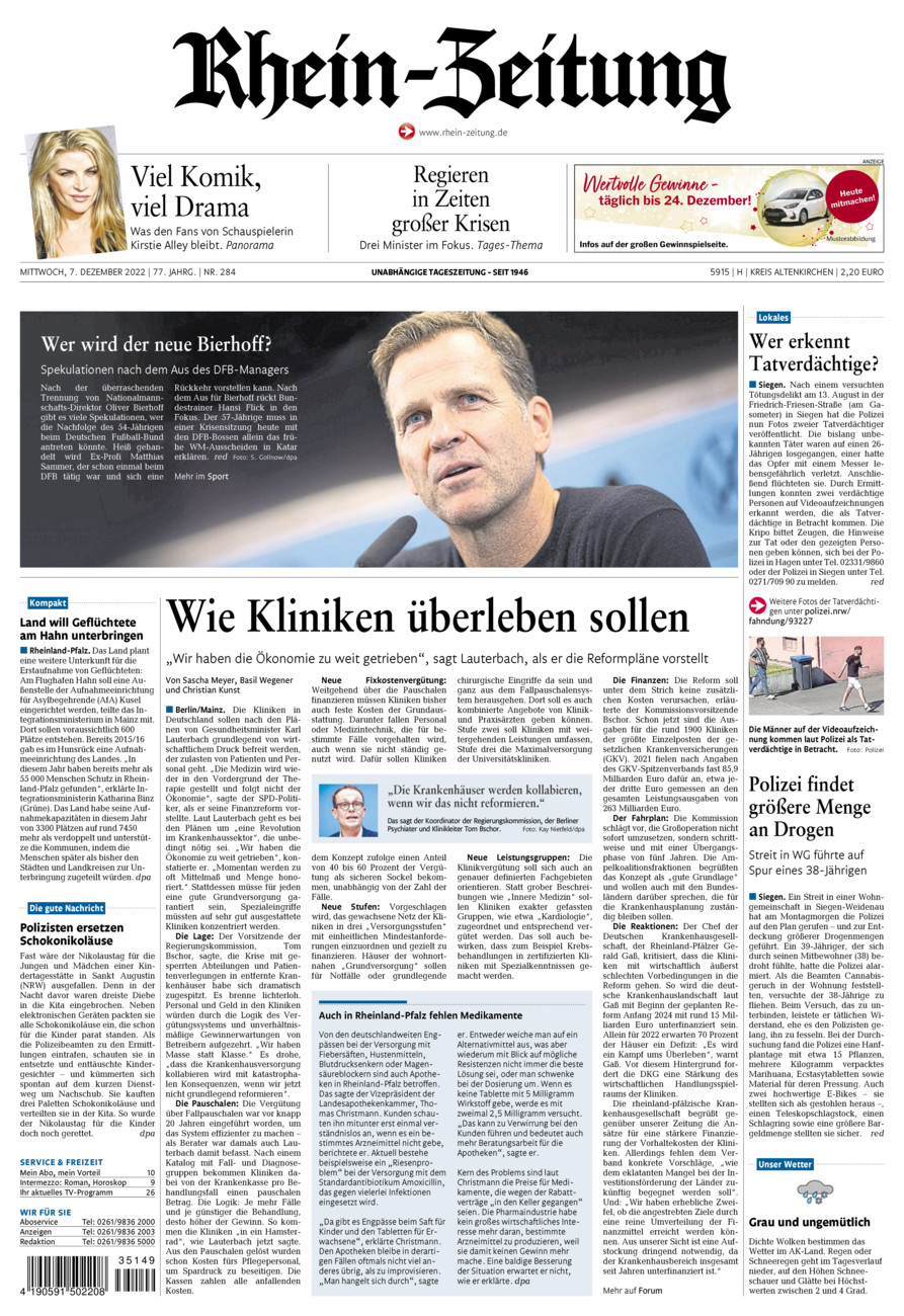 Rhein-Zeitung Kreis Altenkirchen vom Mittwoch, 07.12.2022