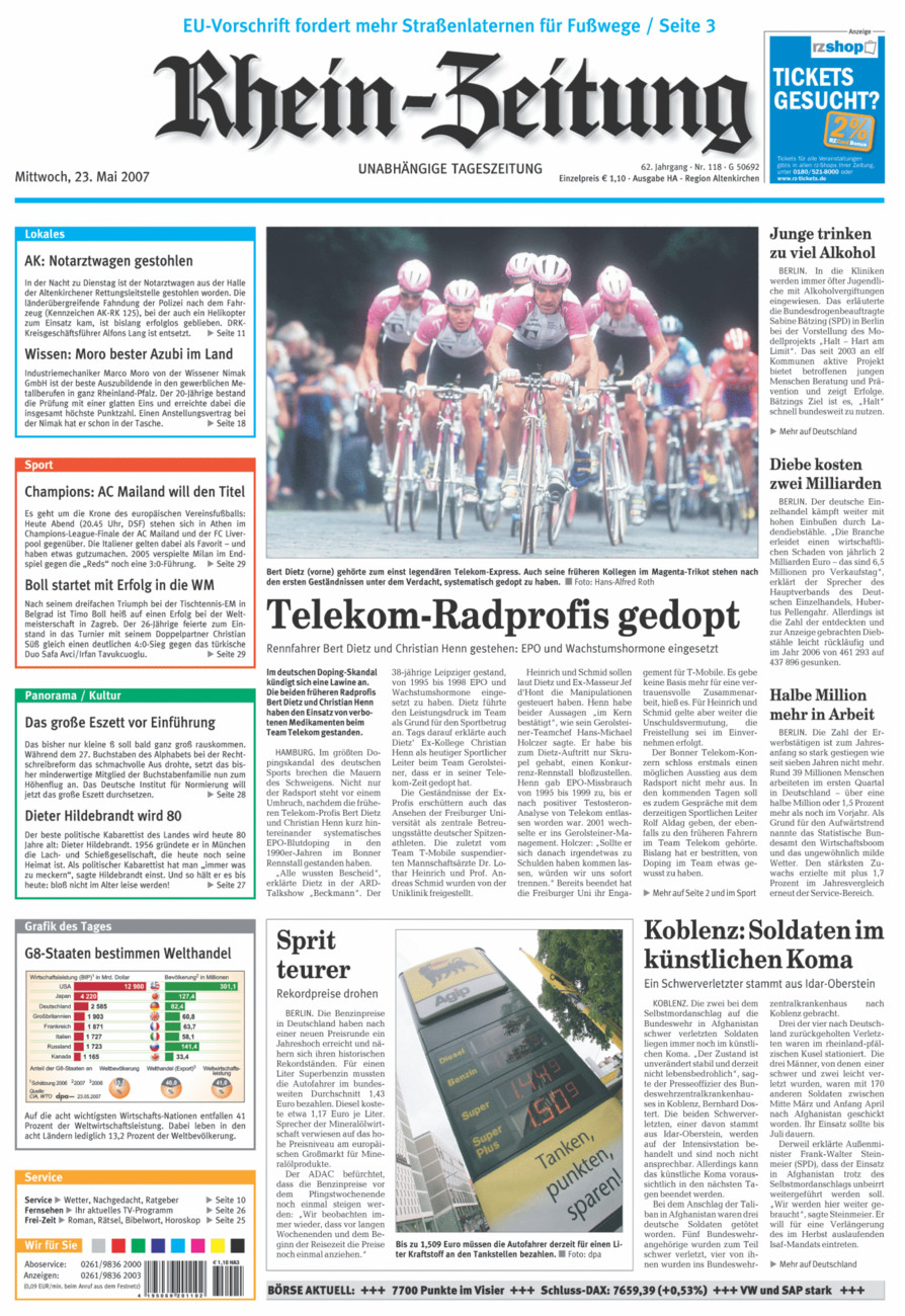 Rhein-Zeitung Kreis Altenkirchen vom Mittwoch, 23.05.2007