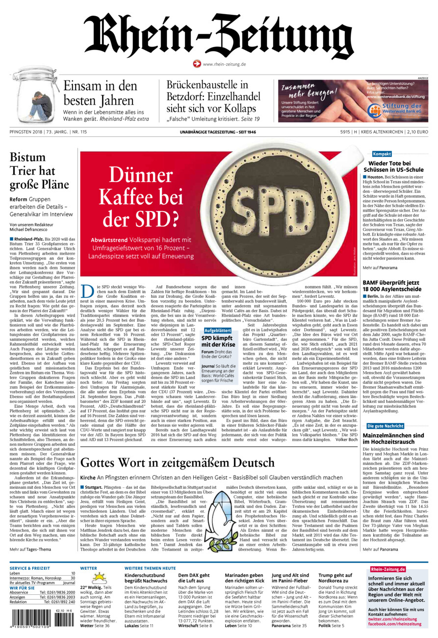 Rhein-Zeitung Kreis Altenkirchen vom Samstag, 19.05.2018