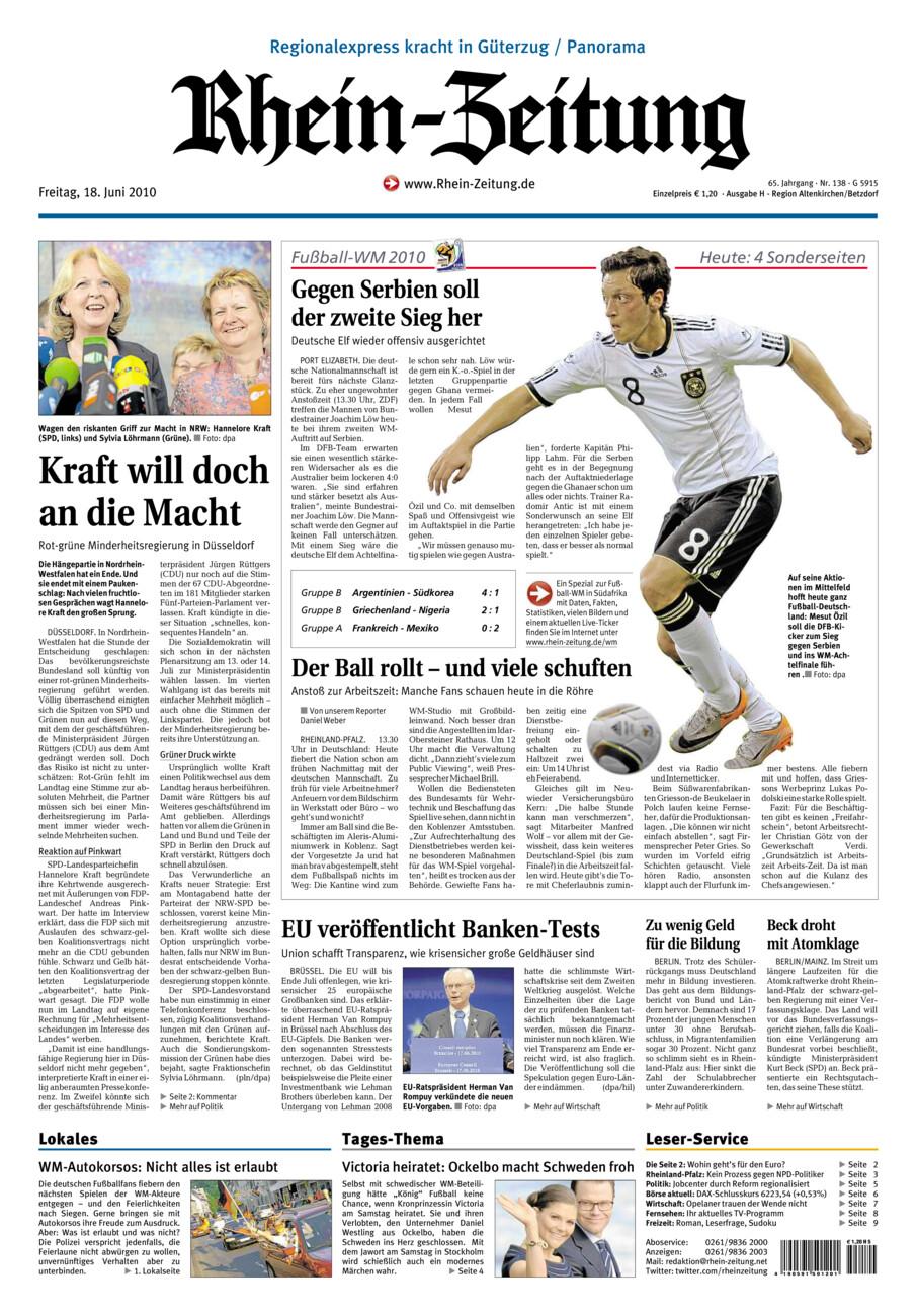 Rhein-Zeitung Kreis Altenkirchen vom Freitag, 18.06.2010