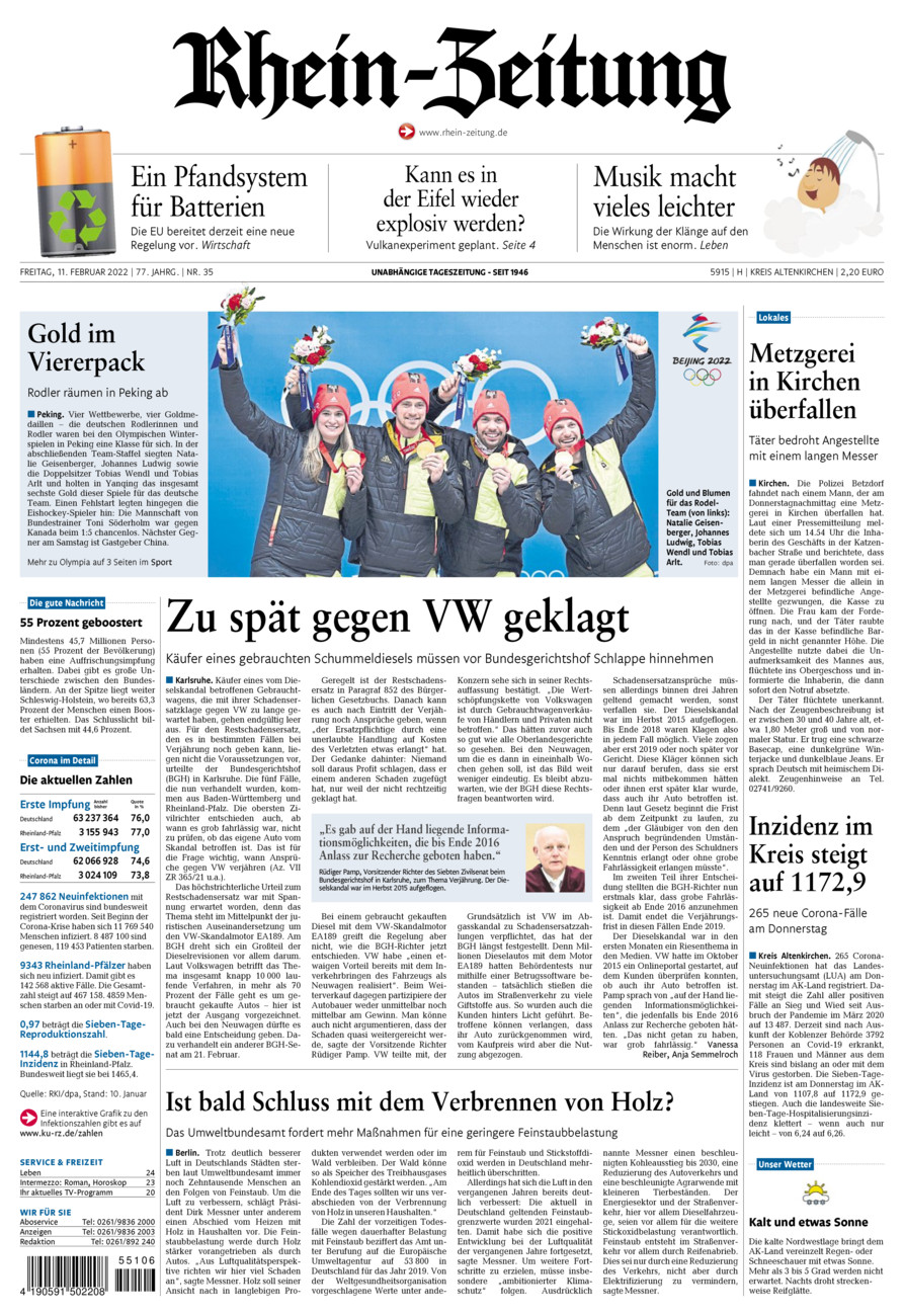 Rhein-Zeitung Kreis Altenkirchen vom Freitag, 11.02.2022