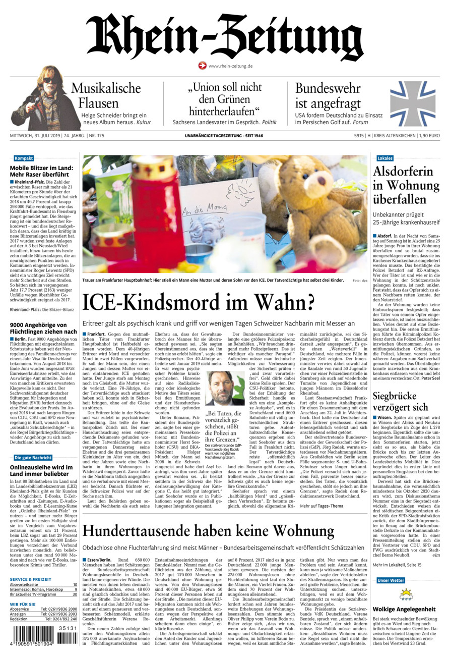Rhein-Zeitung Kreis Altenkirchen vom Mittwoch, 31.07.2019