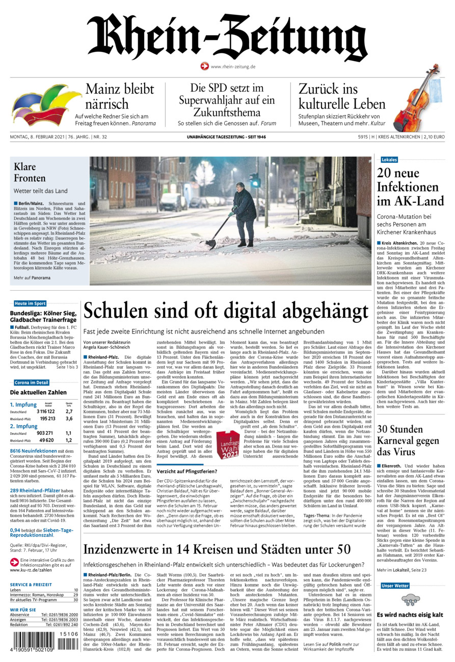 Rhein-Zeitung Kreis Altenkirchen vom Montag, 08.02.2021
