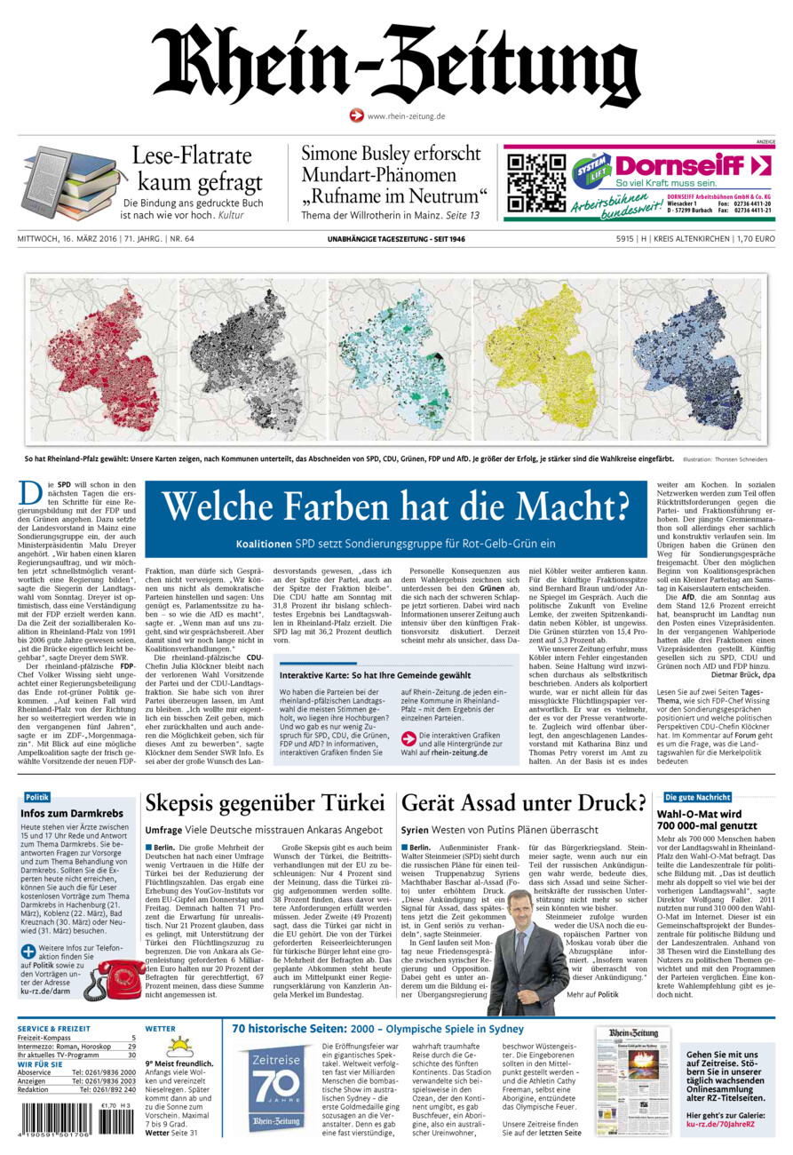 Rhein-Zeitung Kreis Altenkirchen vom Mittwoch, 16.03.2016