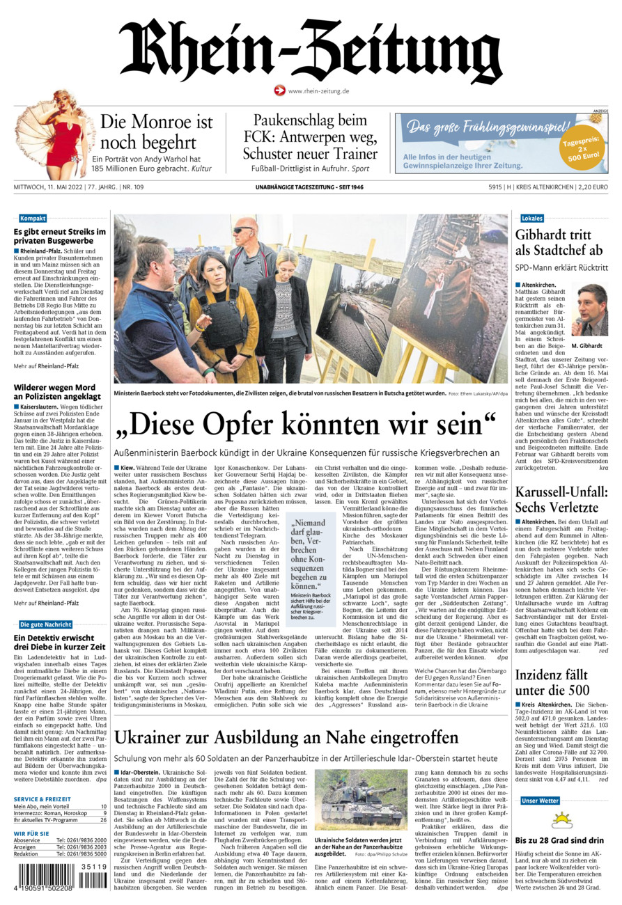 Rhein-Zeitung Kreis Altenkirchen vom Mittwoch, 11.05.2022