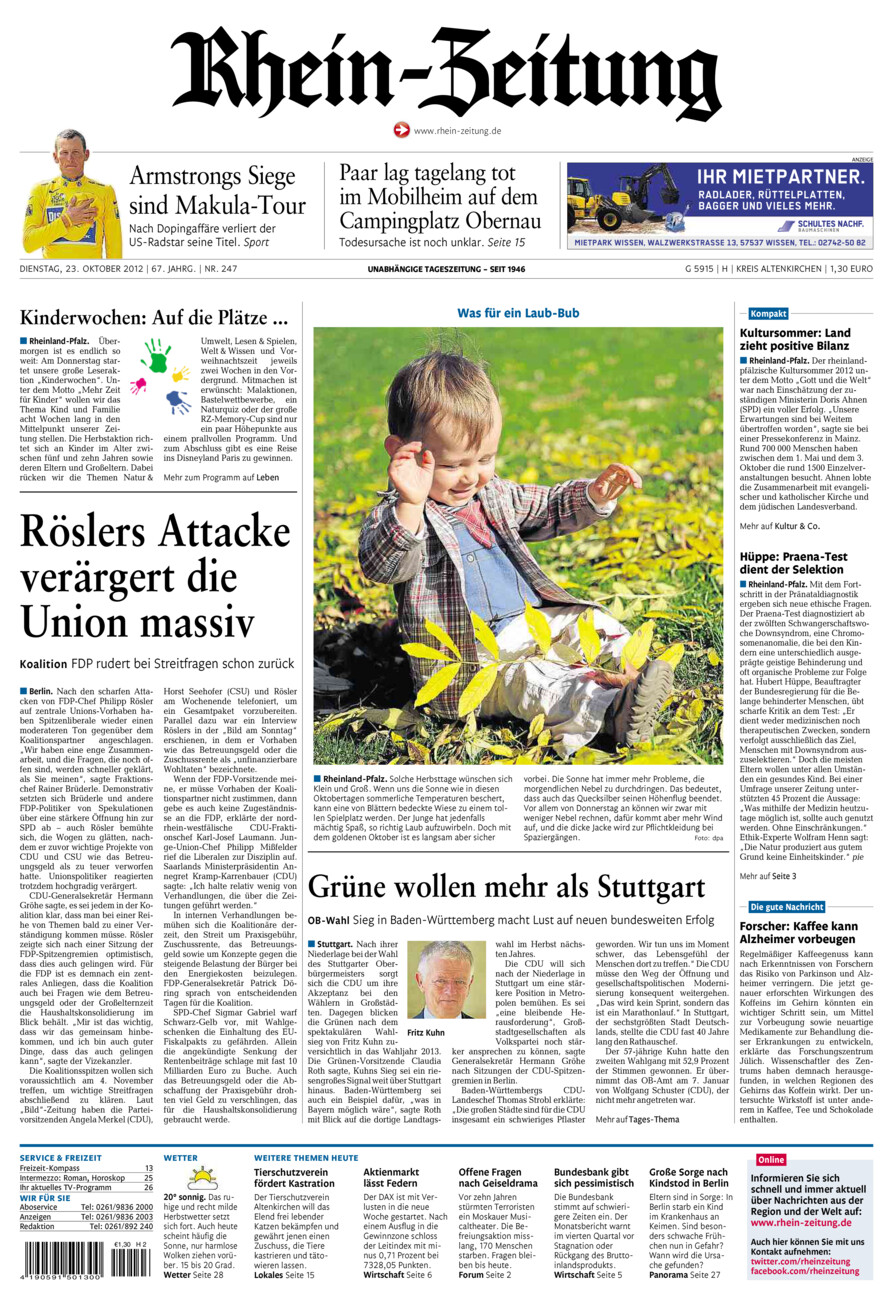 Rhein-Zeitung Kreis Altenkirchen vom Dienstag, 23.10.2012