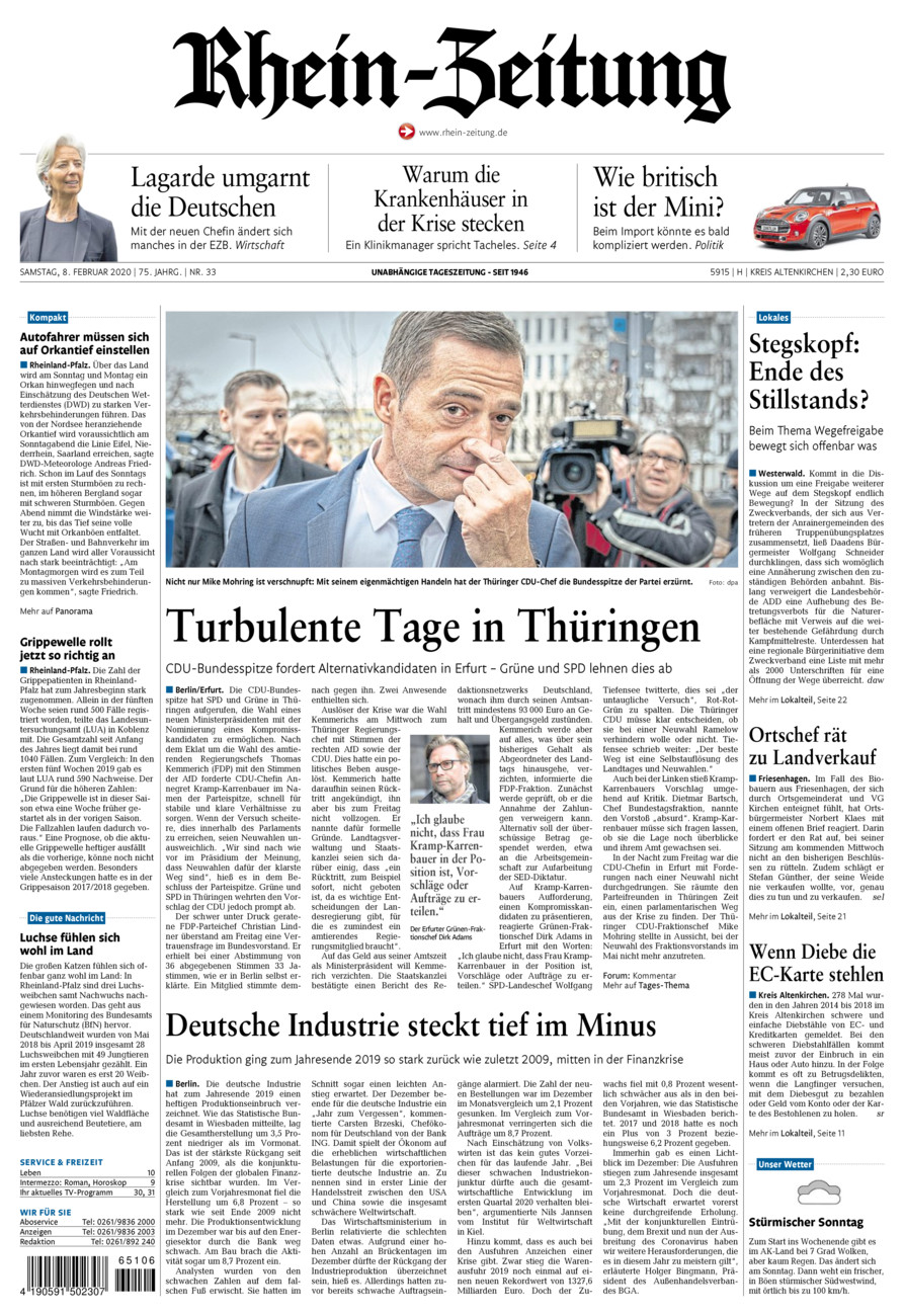 Rhein-Zeitung Kreis Altenkirchen vom Samstag, 08.02.2020