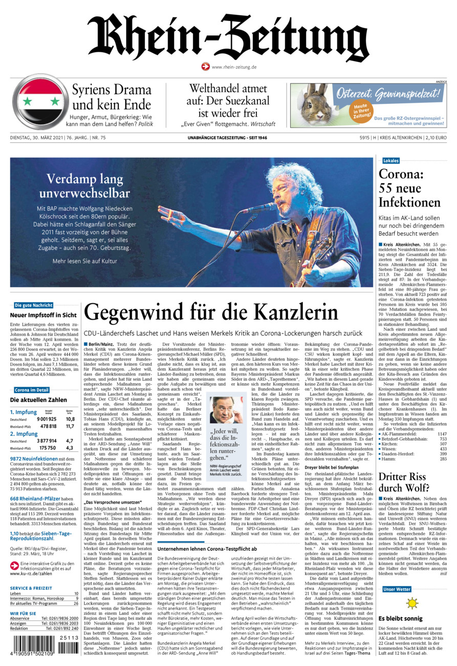 Rhein-Zeitung Kreis Altenkirchen vom Dienstag, 30.03.2021
