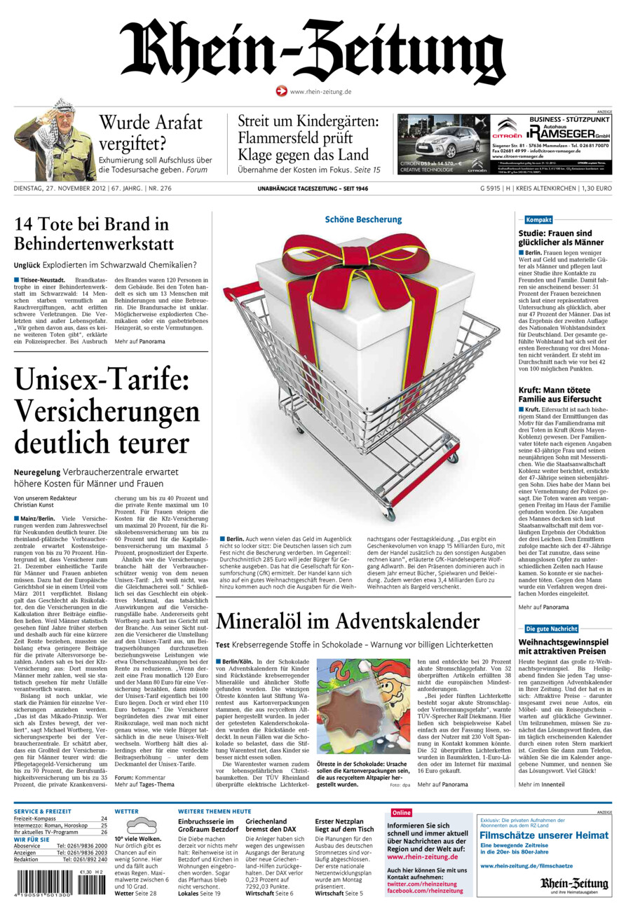 Rhein-Zeitung Kreis Altenkirchen vom Dienstag, 27.11.2012