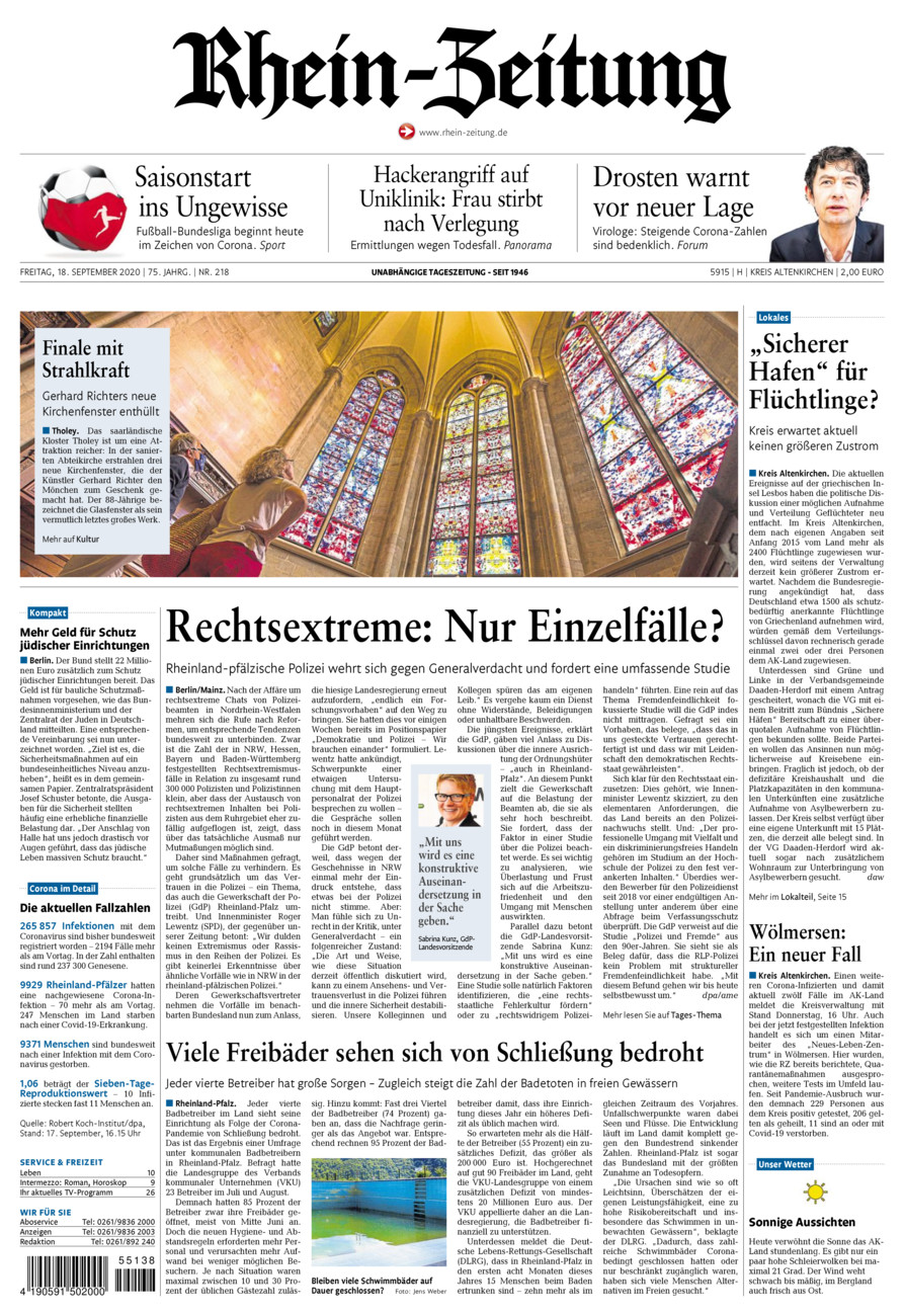 Rhein-Zeitung Kreis Altenkirchen vom Freitag, 18.09.2020