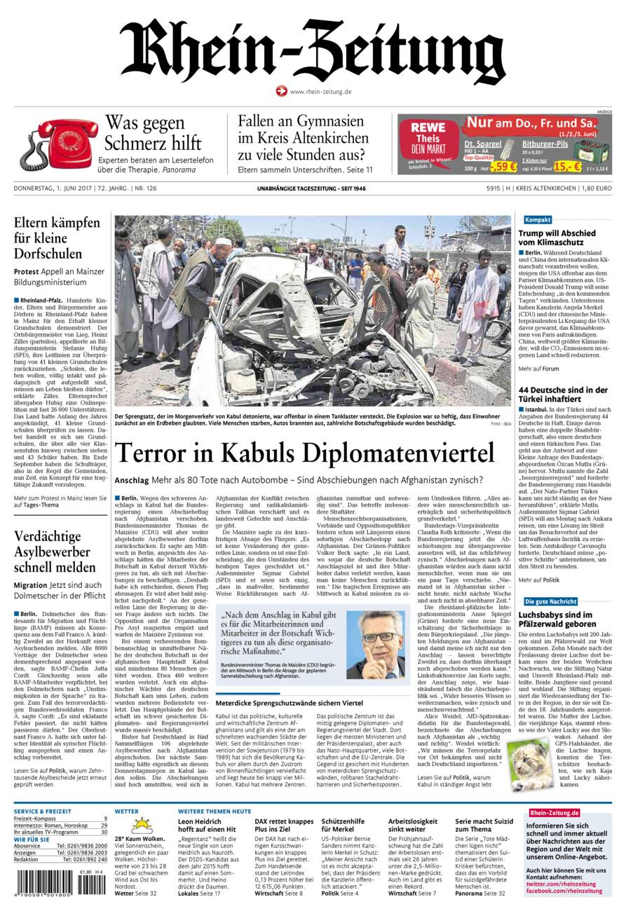 Rhein-Zeitung Kreis Altenkirchen vom Donnerstag, 01.06.2017