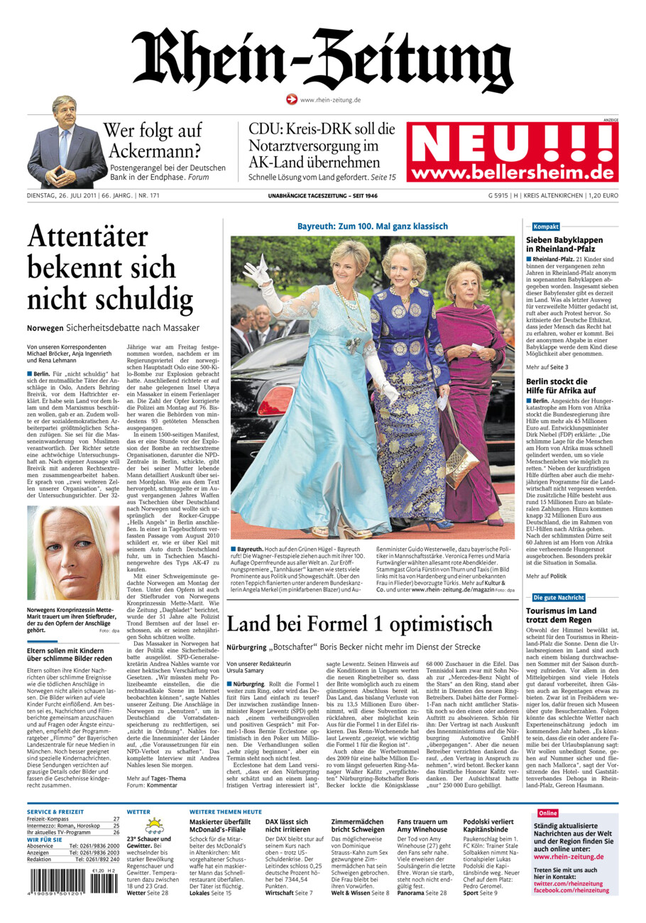 Rhein-Zeitung Kreis Altenkirchen vom Dienstag, 26.07.2011