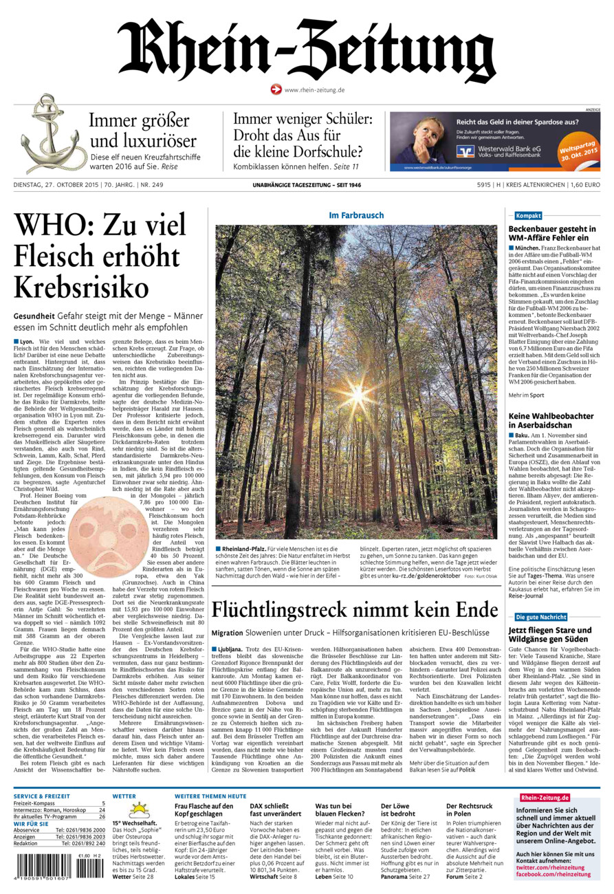 Rhein-Zeitung Kreis Altenkirchen vom Dienstag, 27.10.2015