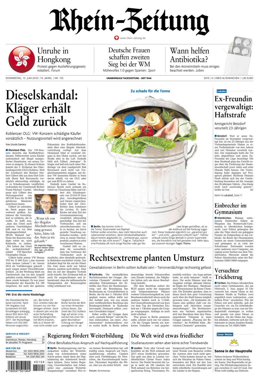 Rhein-Zeitung Kreis Altenkirchen vom Donnerstag, 13.06.2019