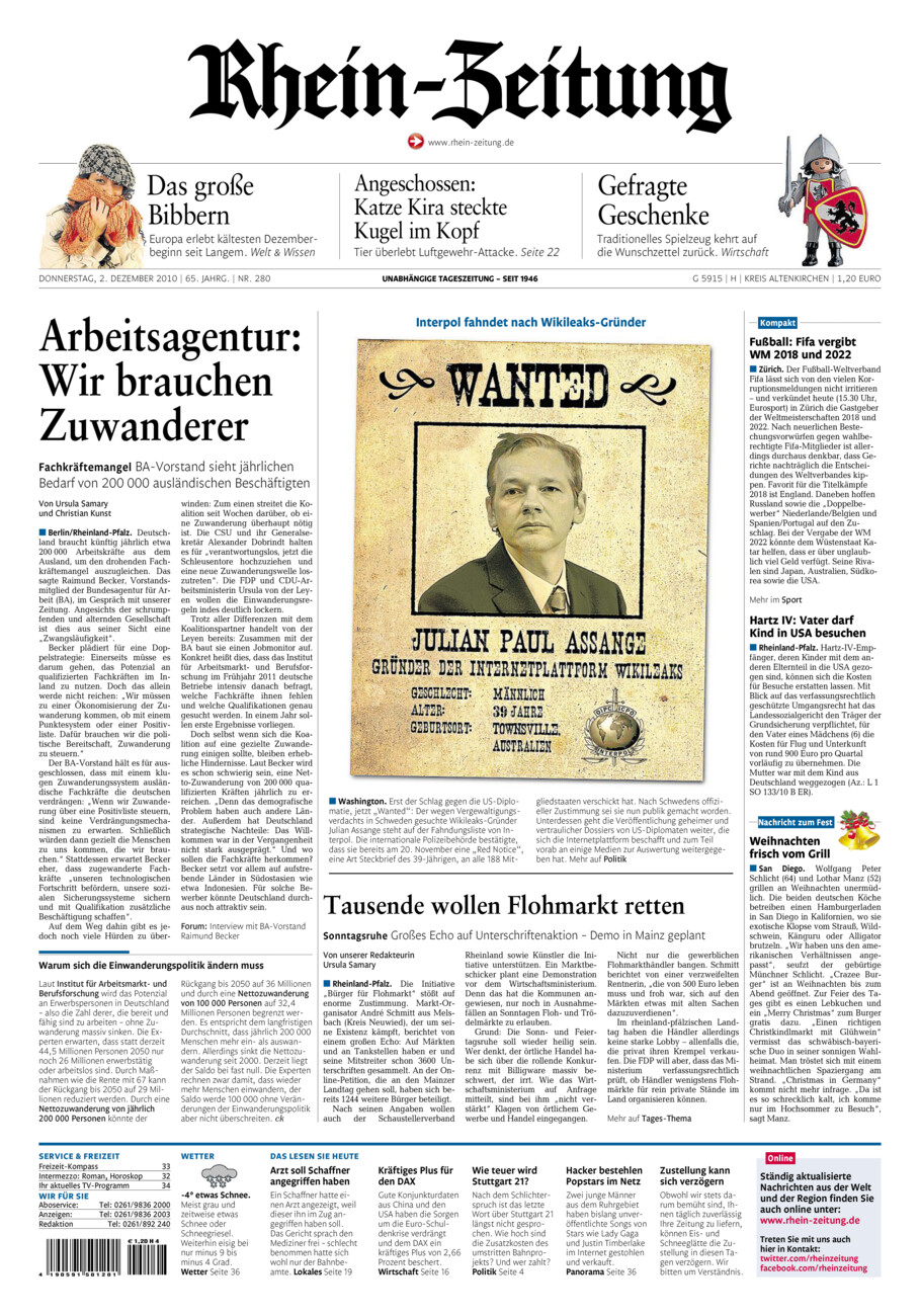 Rhein-Zeitung Kreis Altenkirchen vom Donnerstag, 02.12.2010