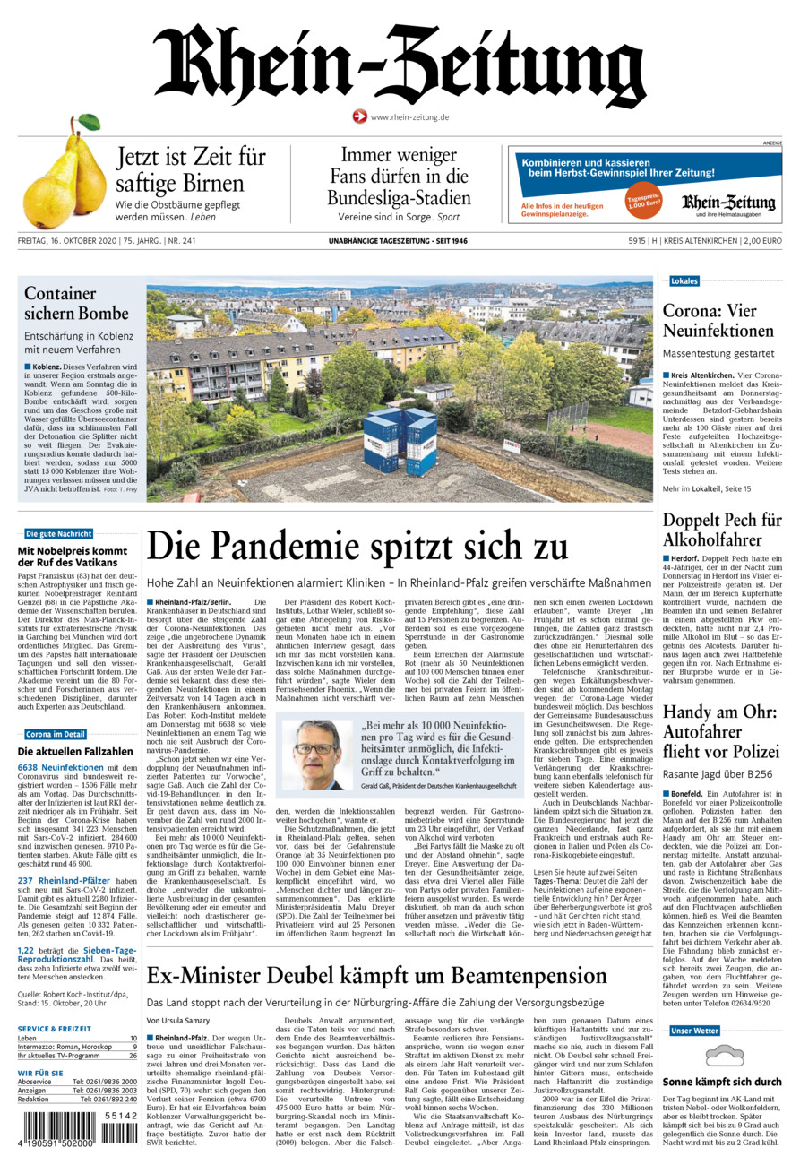 Rhein-Zeitung Kreis Altenkirchen vom Freitag, 16.10.2020