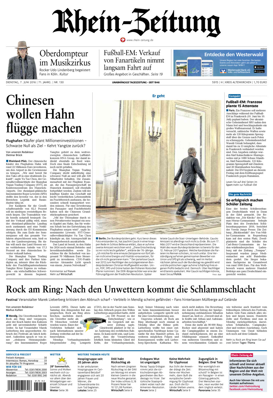 Rhein-Zeitung Kreis Altenkirchen vom Dienstag, 07.06.2016